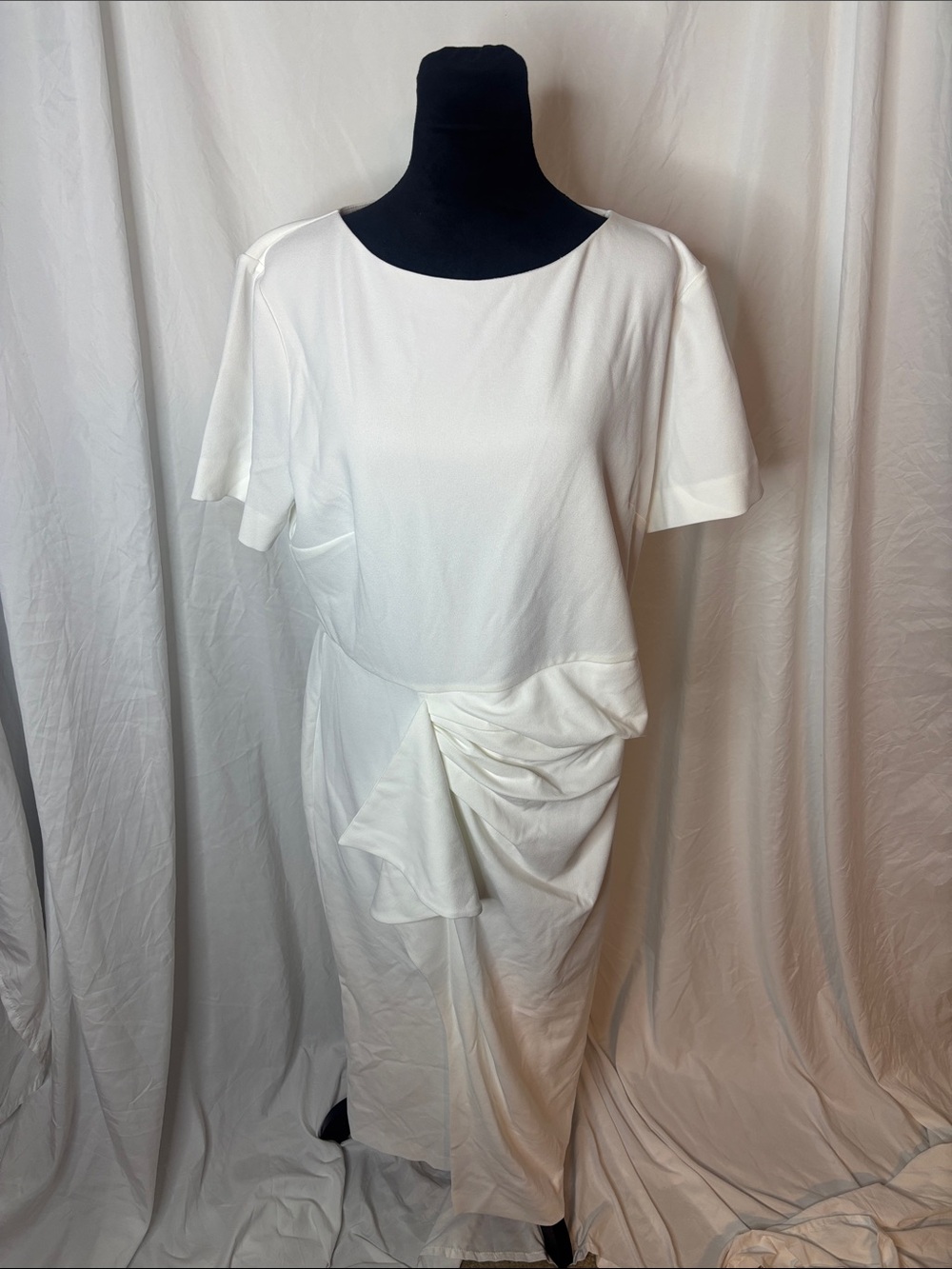 Alexia Admor White Draped Midi Dress